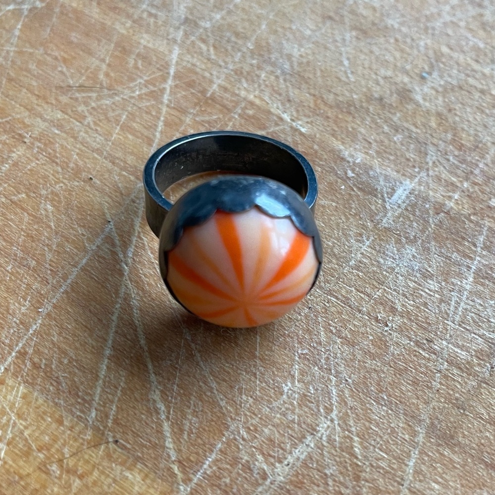 Orange candy stripe ring